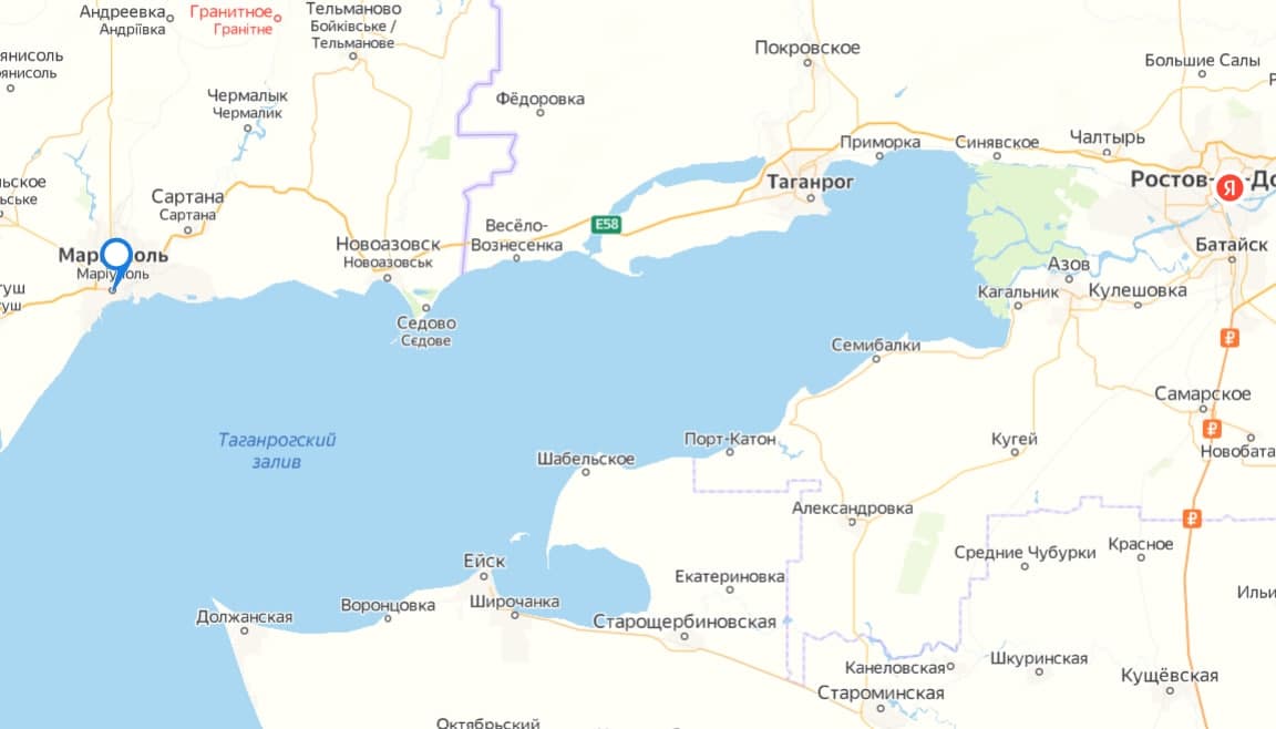 Карта Ростов-Мариупољ